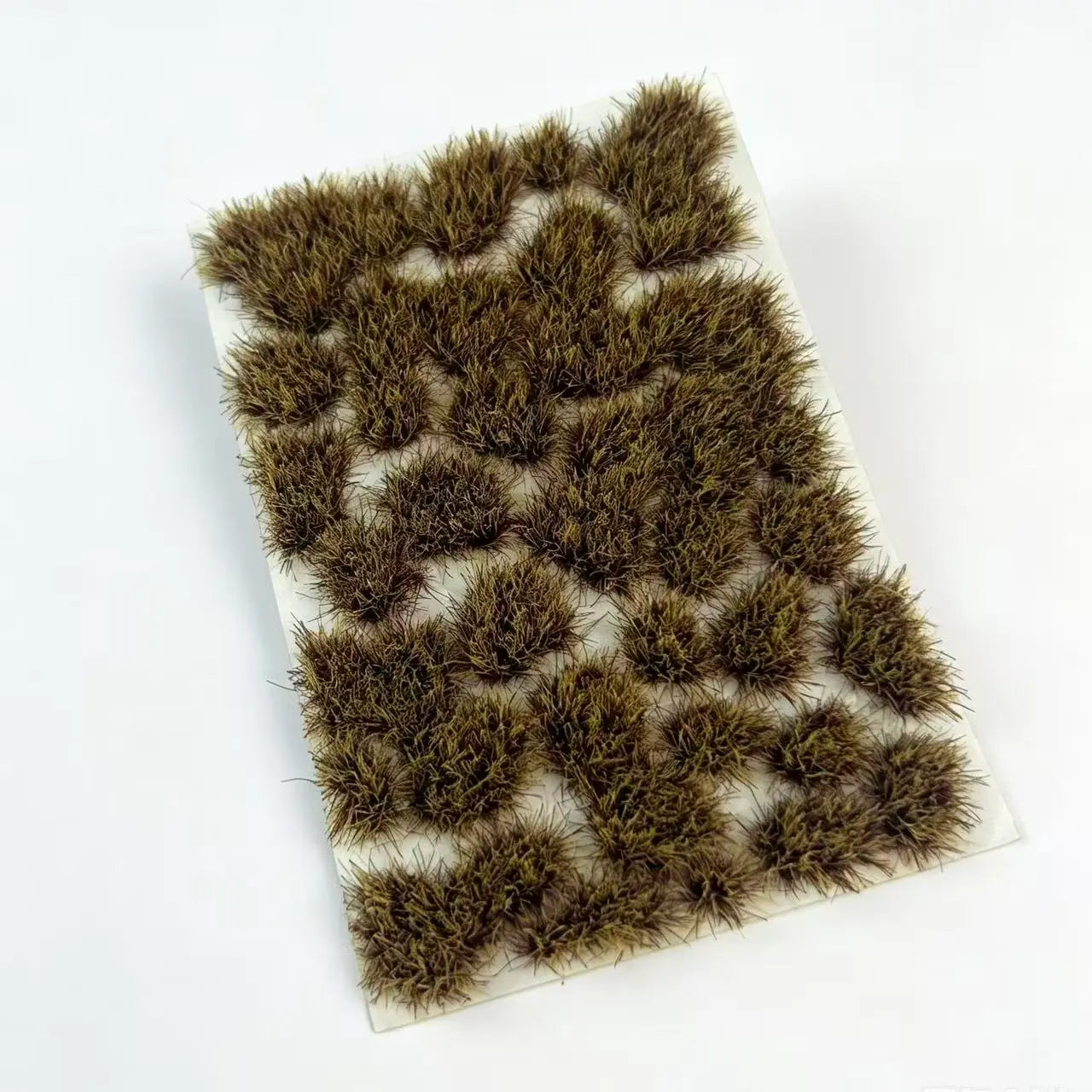 Vibrant lush dark green mixed-shape static grass tufts, 29 self-adhesive grass clusters per sheet, lifelike dense meadow grass material for park, forest and village miniature diorama craft