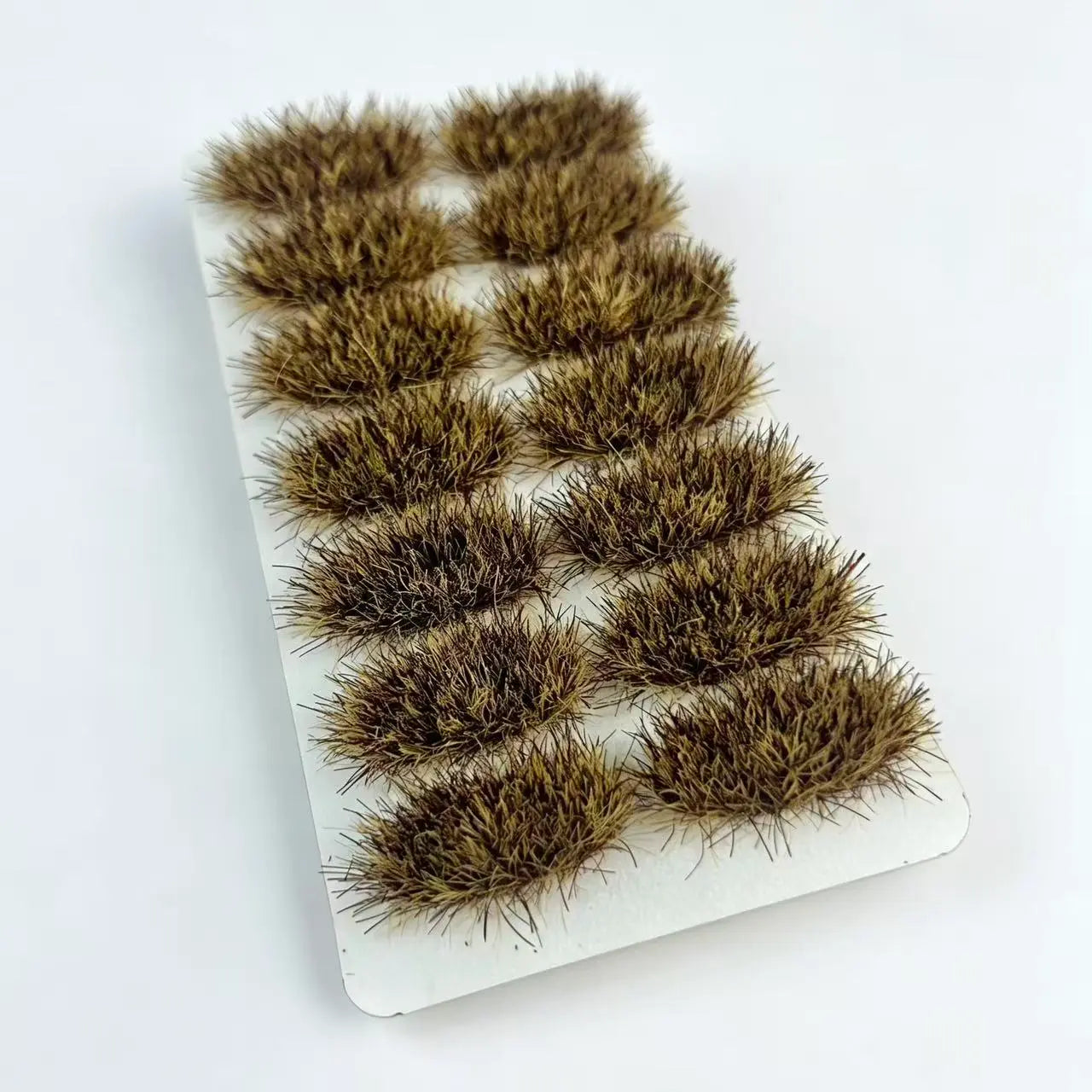 6 color options 14pcs oval 8mm grass tufts storage plastic box set, static grass clumps bundle for scale model diorama craft, wargame, railway layout miniature landscape hobby supplies