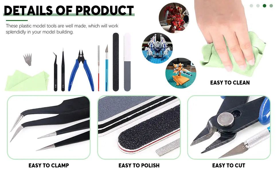 Double‑sided sanding polishing sticks 18cm for model surface finishing and smoothing