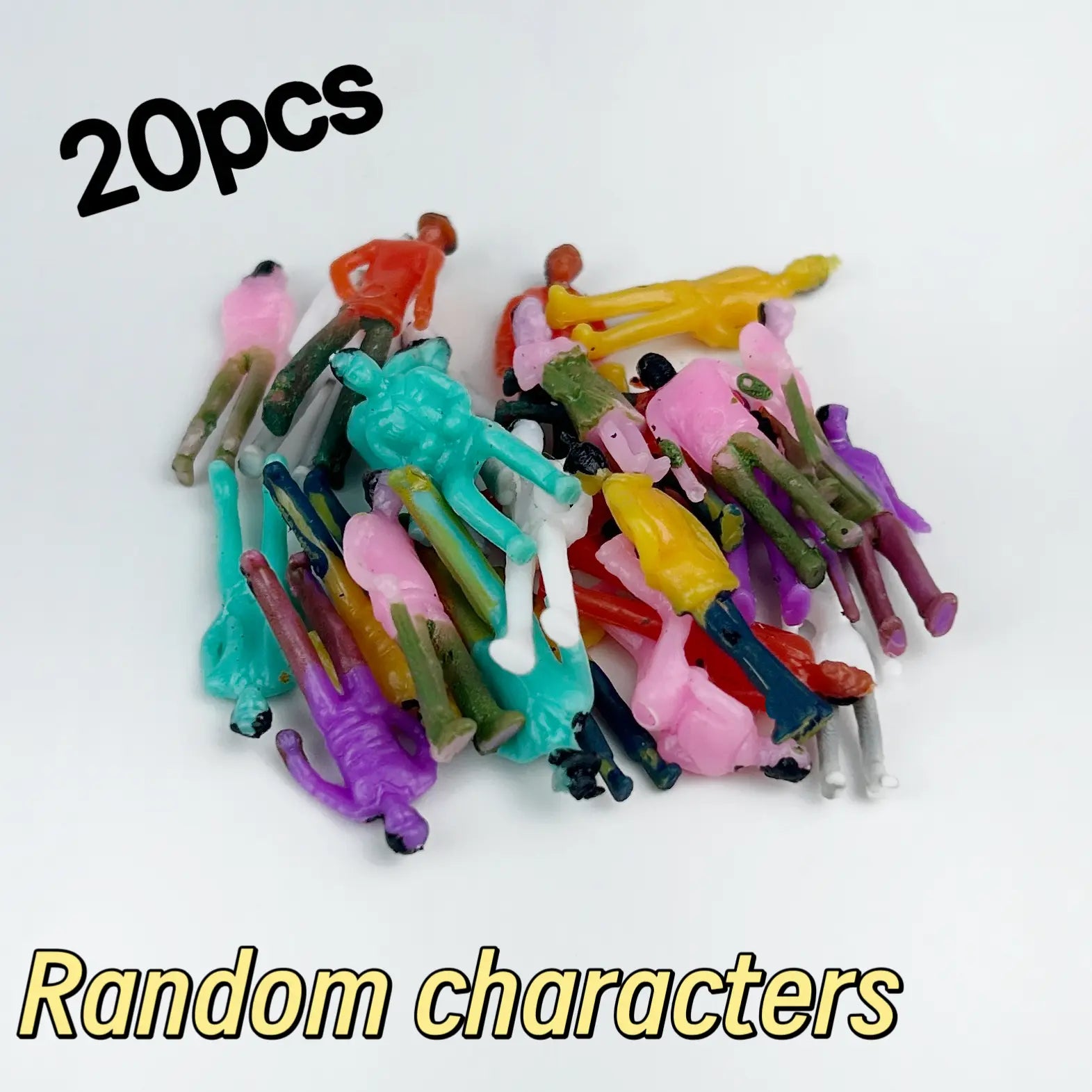 20 pieces random mixed color tiny unpainted miniature people figures, multi-color plastic small human character models for scale model building, railway station layout scenery, wargame base, outdoor diorama terrain and miniature craft hobby supplies
