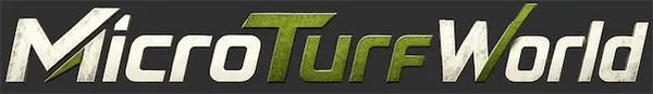 MicroTurfWorld store logo, miniature model and diorama scenery shop brand sign