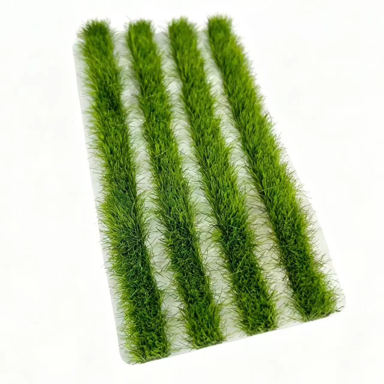 4 strip 8mm olive faded dry green grass strips, natural rural dryland tufts for scale model diorama craft, miniature terrain landscape, wargame countryside base and railway layout outdoor scenery
