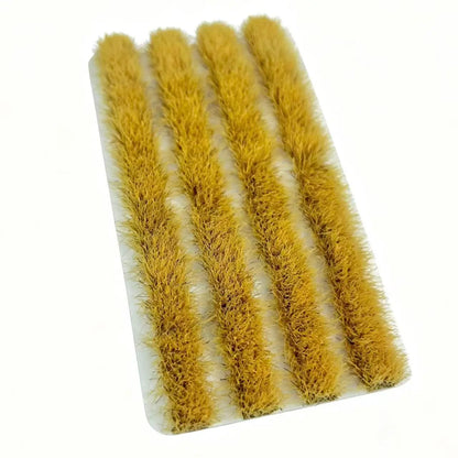 Dimension reference diagram of 4-strip 8mm height static grass tufts, 10.8cm × 6cm size marker for scale model diorama craft miniature terrain, wargame railway layout scenery material
