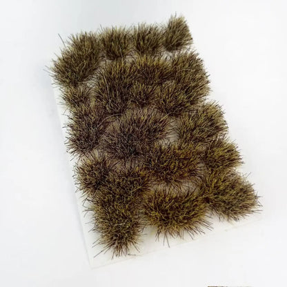 Bright dark spring green irregular grass tufts, dense 8mm static grass clusters, ideal for lush meadow, river bank and fresh rural miniature diorama terrain decoration
