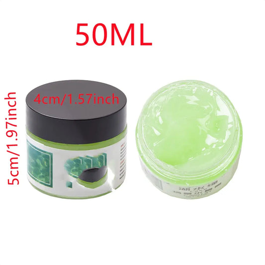 50ml medium green pond water texture effect paste size reference chart, 4cm wide x 5cm tall plastic jar, sculptable lake river gel for scale model miniature diorama and wargame waterscape craft
