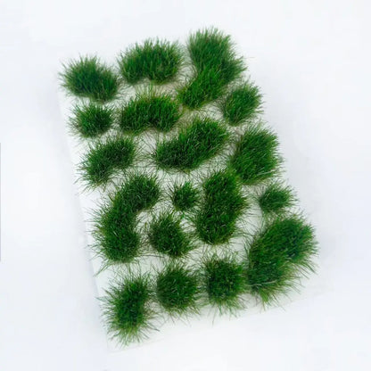 5 seasonal tones irregular grass tufts including spring green, summer green, autumn green, autumn yellow, winter withered brown, bulk static grass clusters for scale model farm, wild terrain and handmade miniature scene building
