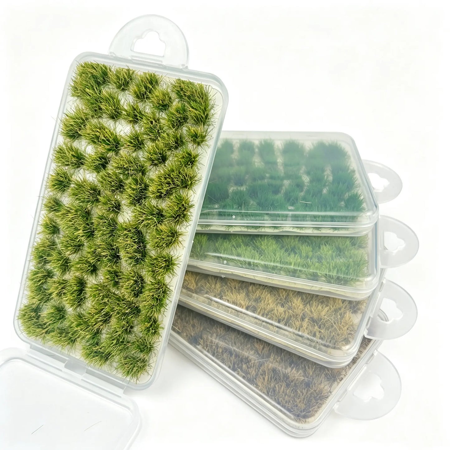 N scale model train layout scenery with realistic static grass tufts, railway landscape ground cover material