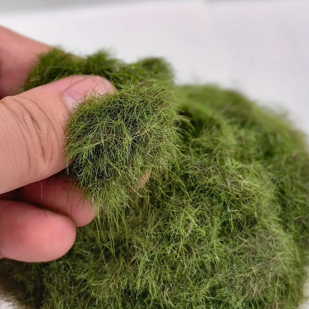 Mini world diorama promotional picture with multi-color static grass tufts, DIY miniature landscape material