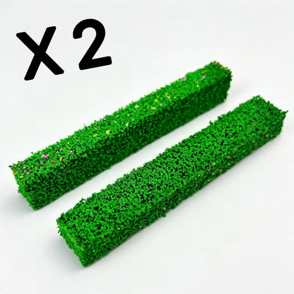 2pcs green white mixed flocking hedge strips frosted miniature shrub fence for train layout diorama
