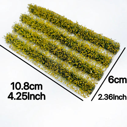 Orange autumn mini row foliage strips, realistic seasonal bush accessories for railway layout & wargame diorama