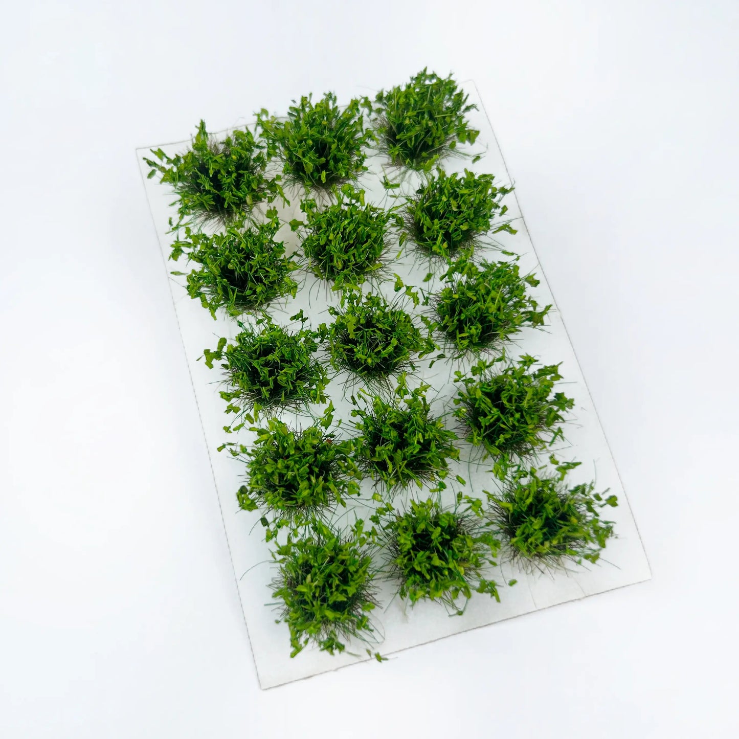 Dark forest green static grass tuft sheet, natural solid green mini grass patches for woodland diorama, military wargame terrain and scale train model scenery