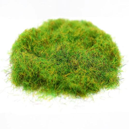Mini world diorama promotional picture with multi-color static grass tufts, DIY miniature landscape material