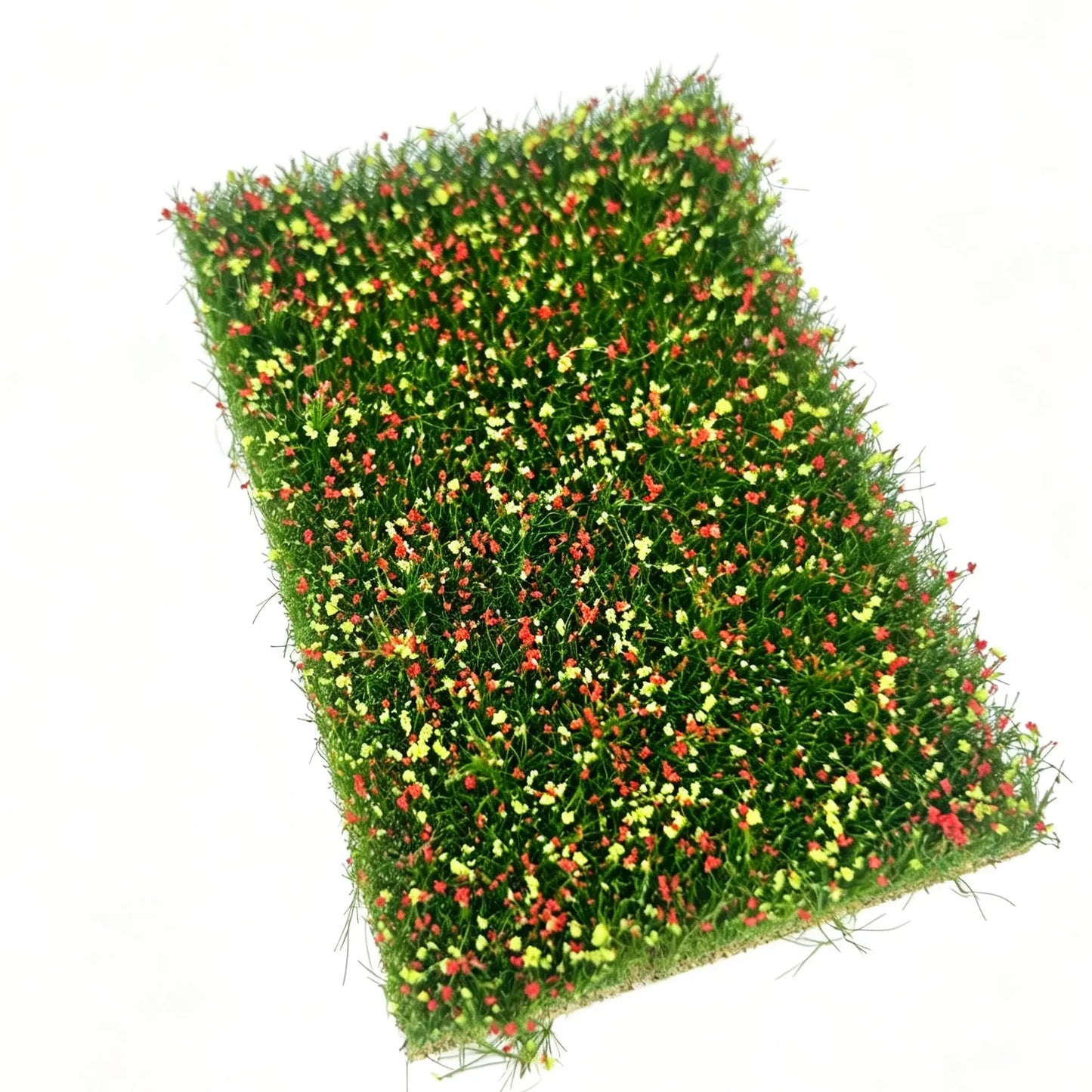 Handmade purple flower miniature grass mat, realistic diorama terrain decor for dollhouse and scale model hobbyists
