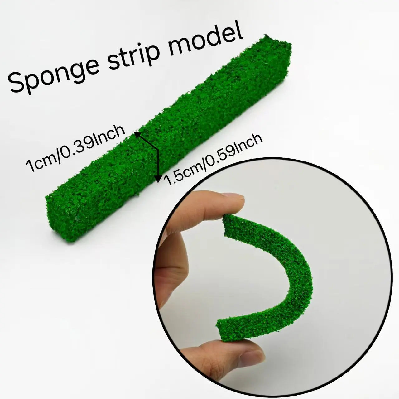 Car parking scale model diorama using flexible green hedge strips as road separation shrub fence