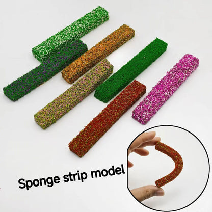 2pcs yellow autumn flocking hedge strips miniature fall shrub fence for villa dollhouse layout