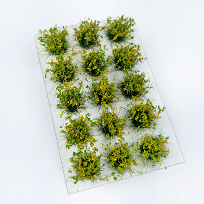Fresh spring pale yellow green static grass tuft sheet, realistic mini grass clumps for rural miniature scene, tabletop wargame base and scale model landscaping supplies