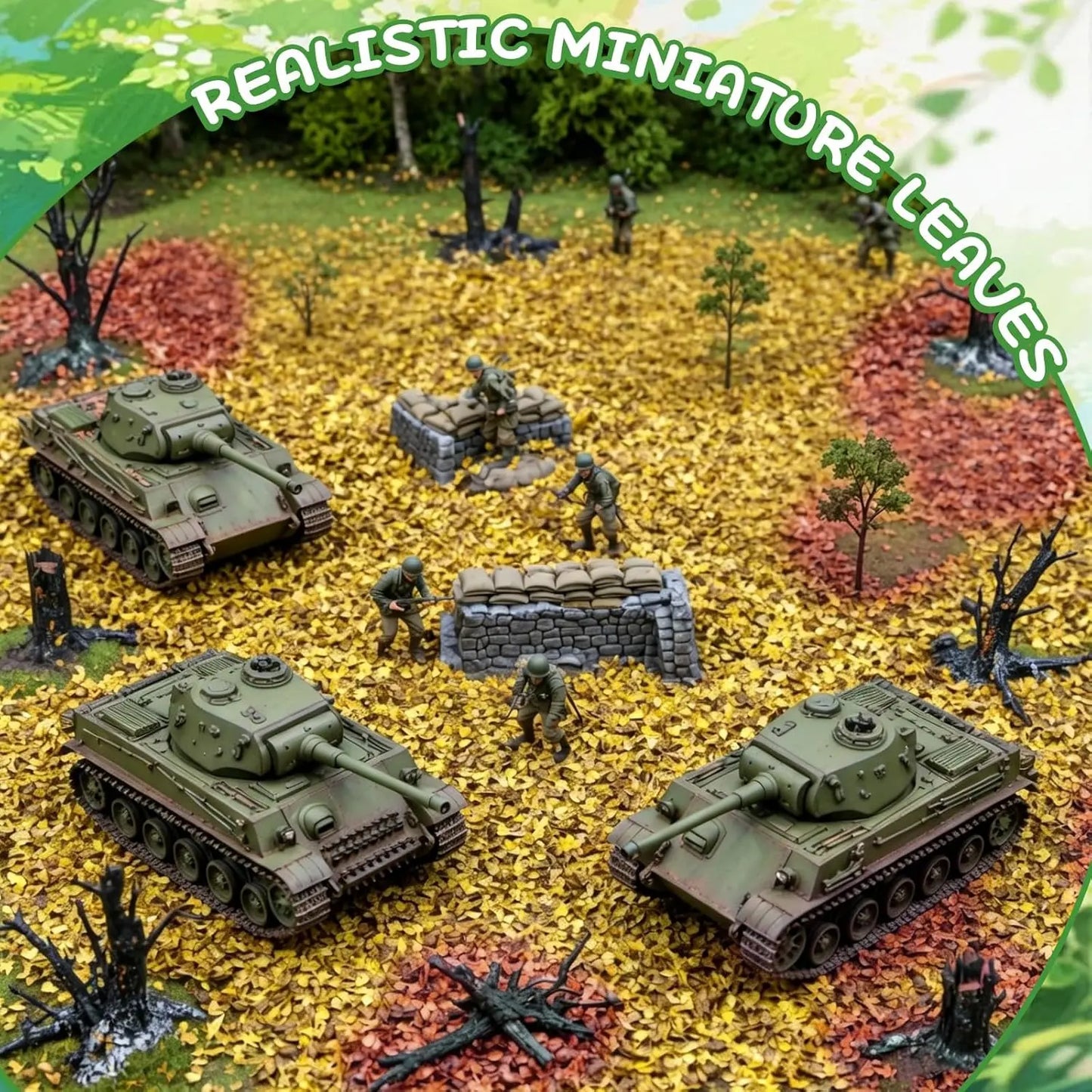 Orange autumn miniature model leaves bulk, 10g packaging, seasonal foliage for all scale diorama craft projects