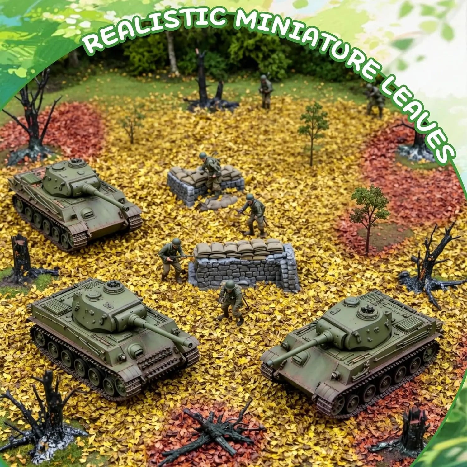 Orange autumn miniature model leaves bulk, 10g packaging, seasonal foliage for all scale diorama craft projects