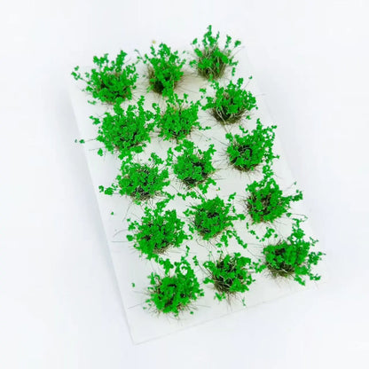 15 tiny floral grass clumps, 1:64 train layout supplies, realistic miniature vegetation, clean cutout