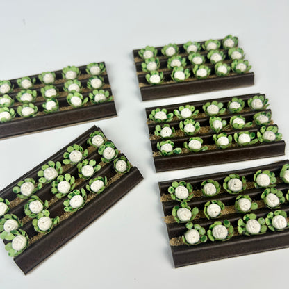 Scale marked mini cabbage planting tray 6.2cm×3.7cm, pre-assembled vegetable terrain accessory for HO/N scale model building