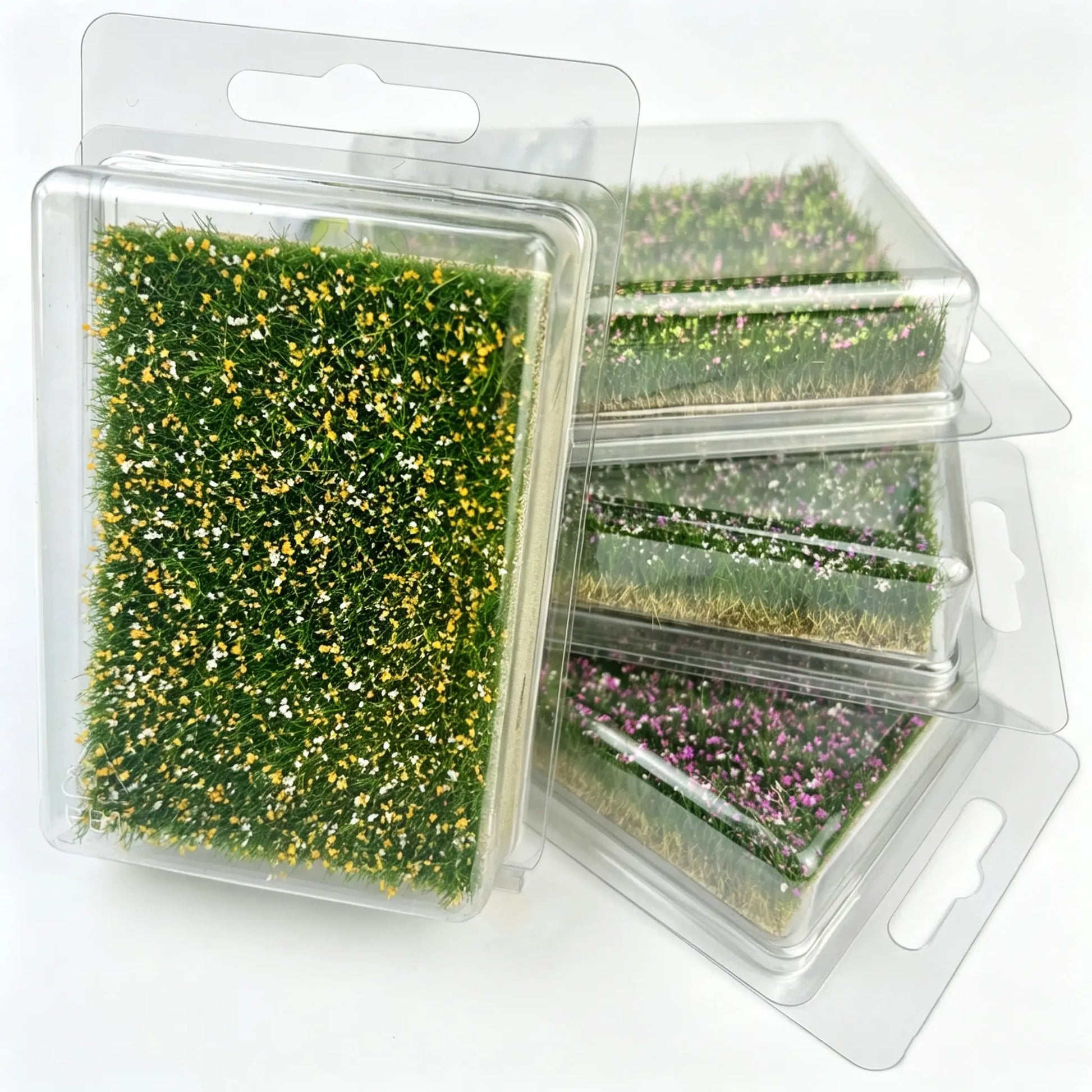 Purple white tiny flower grass sheet, handmade mini landscape mat for 1/12 dollhouse diorama scene making