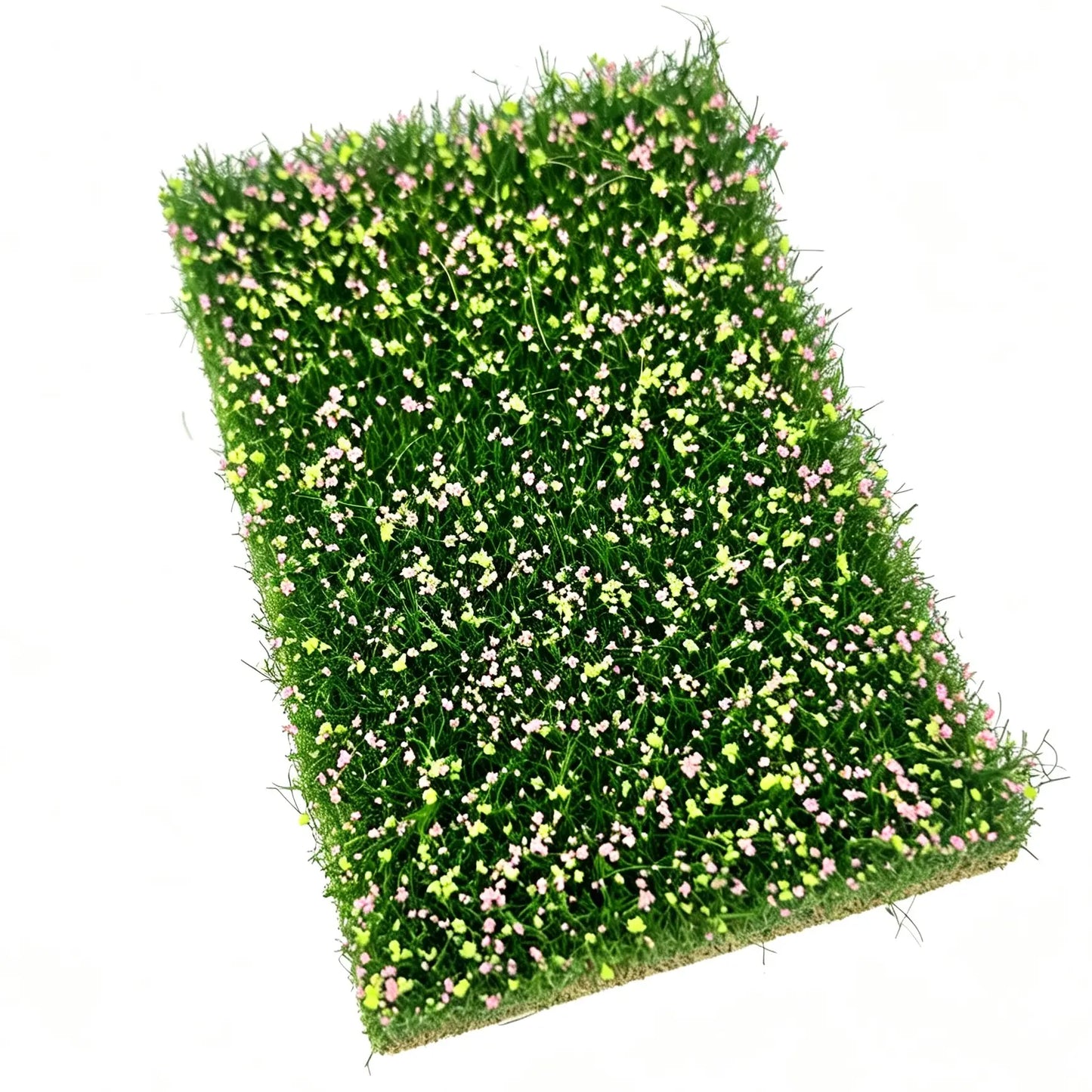  Pastel pink green mini grass sheet with small flowers, miniature scene making supplies for hobby creators