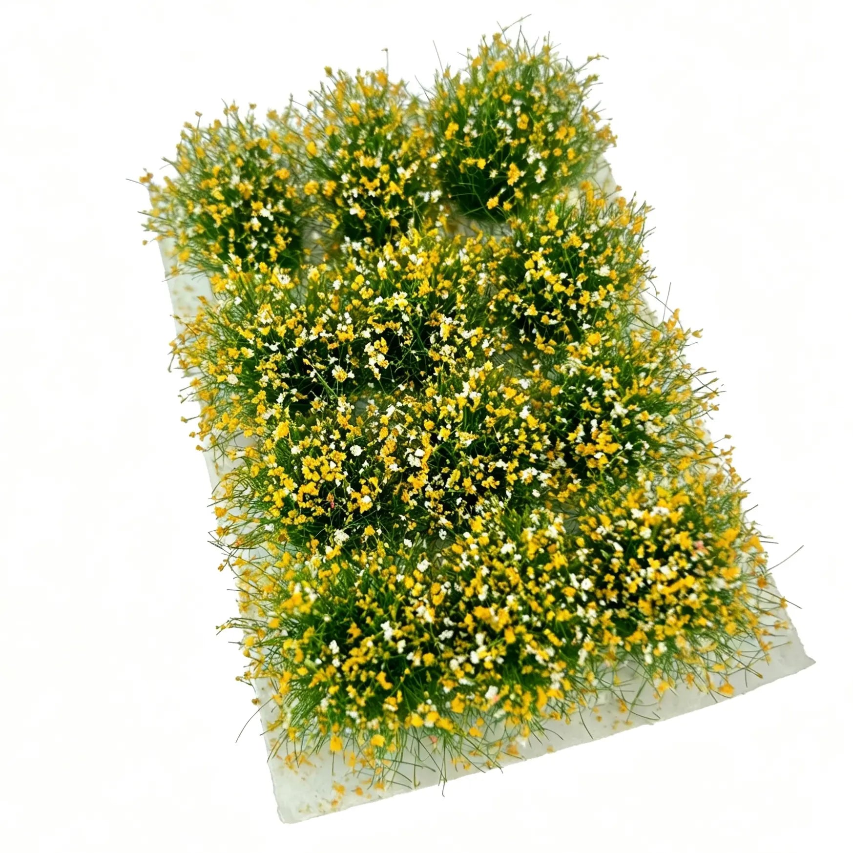 Red yellow mixed grass tufts, realistic diorama terrain decor for miniature landscape and scale model builds.