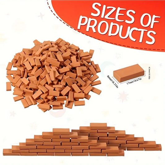 Pack of 60 pcs realistic tiny red miniature building bricks for scale‑model scenery