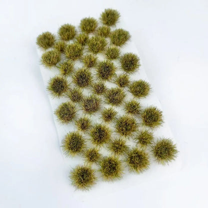 Warm autumn yellow mixed light brown dry static tuft grass mat with soft withered grass texture, realistic fall wilderness terrain supply for soldier miniatures and military model base building
