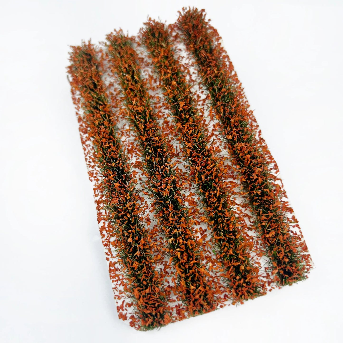 Fresh dark green miniature row foliage strips, 4 strip model grass bush for dollhouse, train layout, tabletop wargame terrain