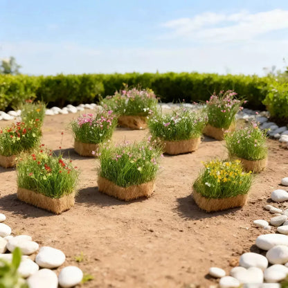 Forest themed diorama scenery set, mini floral grass mats with moss rocks for realistic miniature landscape