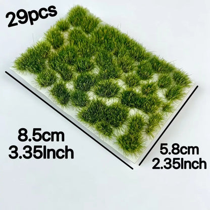 Wheat golden autumn mixed shape static grass tufts, 29 self adhesive grass clumps per sheet, ideal miniature dry grass material for farmland, harvest field and rural scale model layout