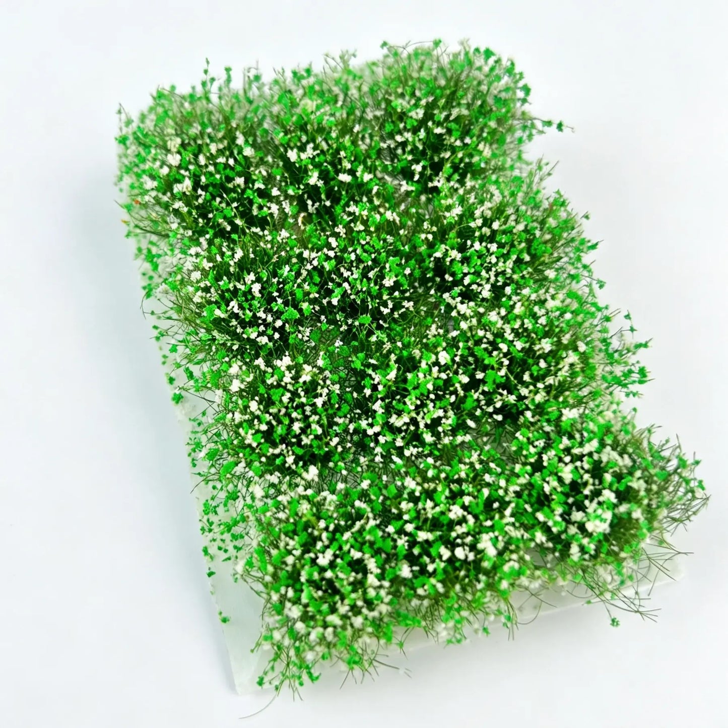 Mixed flower grass tufts sheet, 8.5cm by 5.8cm dollhouse terrain base for realistic mini scenery.