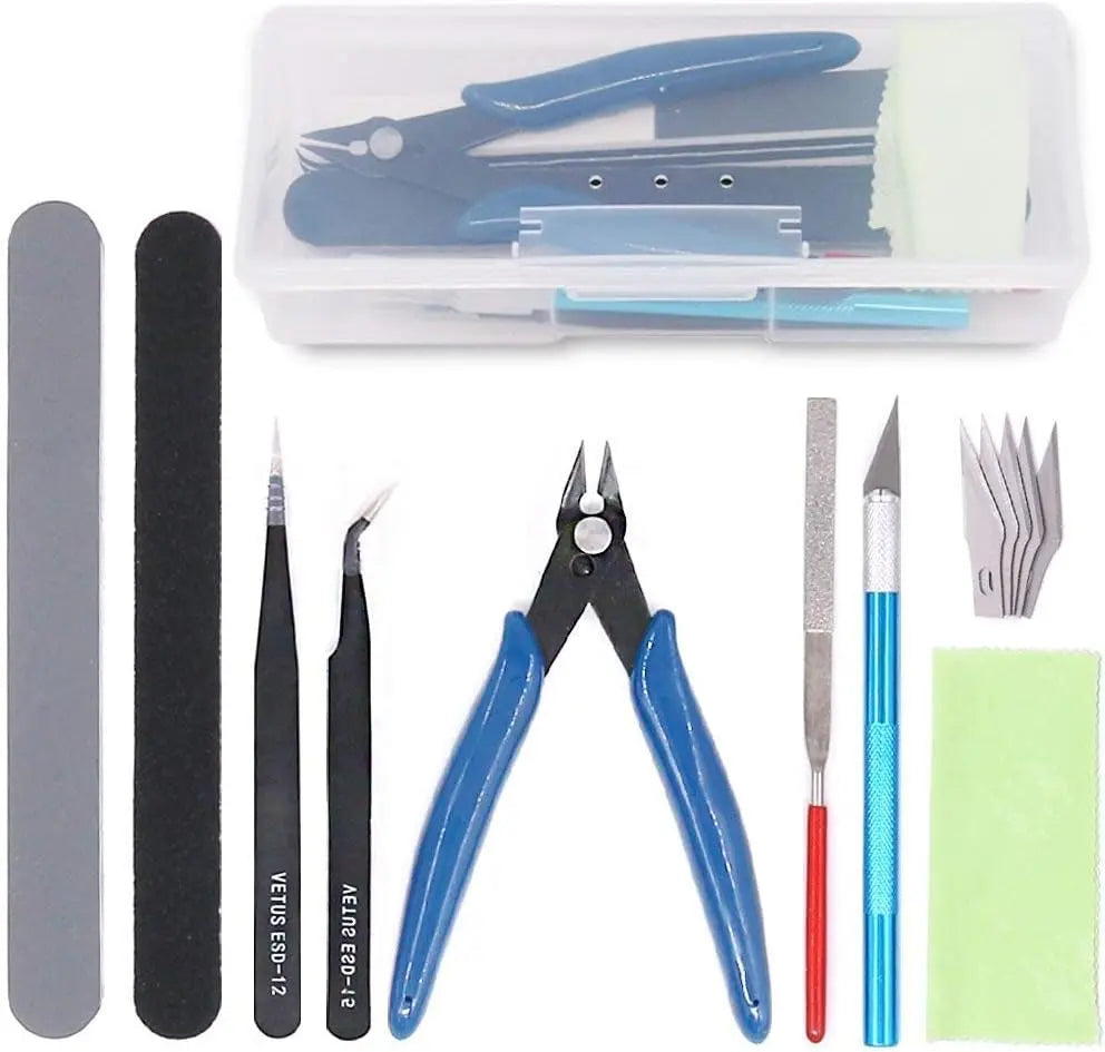 ESD anti‑static stainless steel tweezers set, straight and curved tip for miniature hobby assembly
