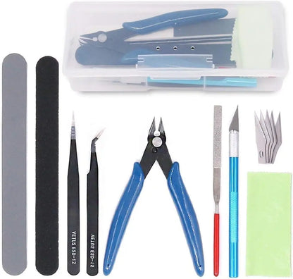 ESD anti‑static stainless steel tweezers set, straight and curved tip for miniature hobby assembly

