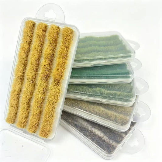 4pcs 8mm golden wheat yellow grass tuft strips, harvest season farm terrain for scale model diorama craft, miniature countryside scene, wargame farm board and railway layout crop field decoration