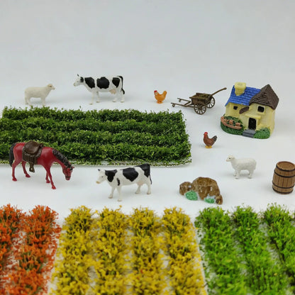 Autumn yellow miniature row shrub strips, scale model terrain foliage for 1/35 1/48 warhammer diorama scene building