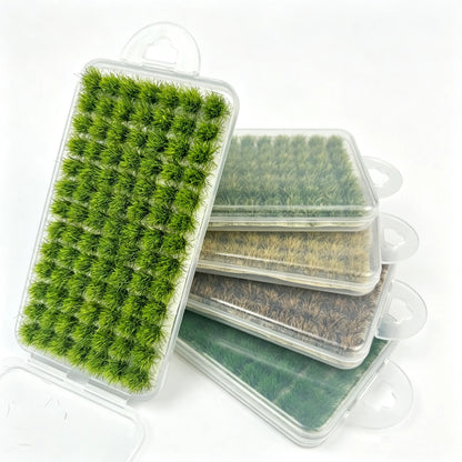 Complete set of 5 seasonal color self-adhesive tuft static grass sheets with transparent storage boxes, all-in-one miniature scenery terrain supply kit for hobby modelers and wargame enthusiasts