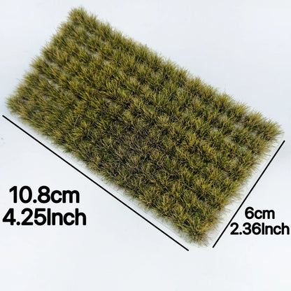 10.8x6cm autumn static grass tufts sheet, mixed yellow-green mini grass clumps for scale model terrain creation