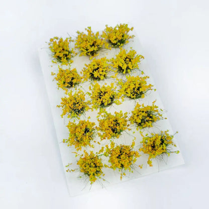 15 mixed flower turf tufts, wargame base material, lifelike green grass, macro clear texture