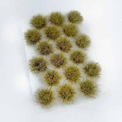 Pale wheat yellow round self-stick static grass tuft sheet, straw textured mini grass clusters for farmland, dry field and autumn themed diorama, wargame miniature base scenery material