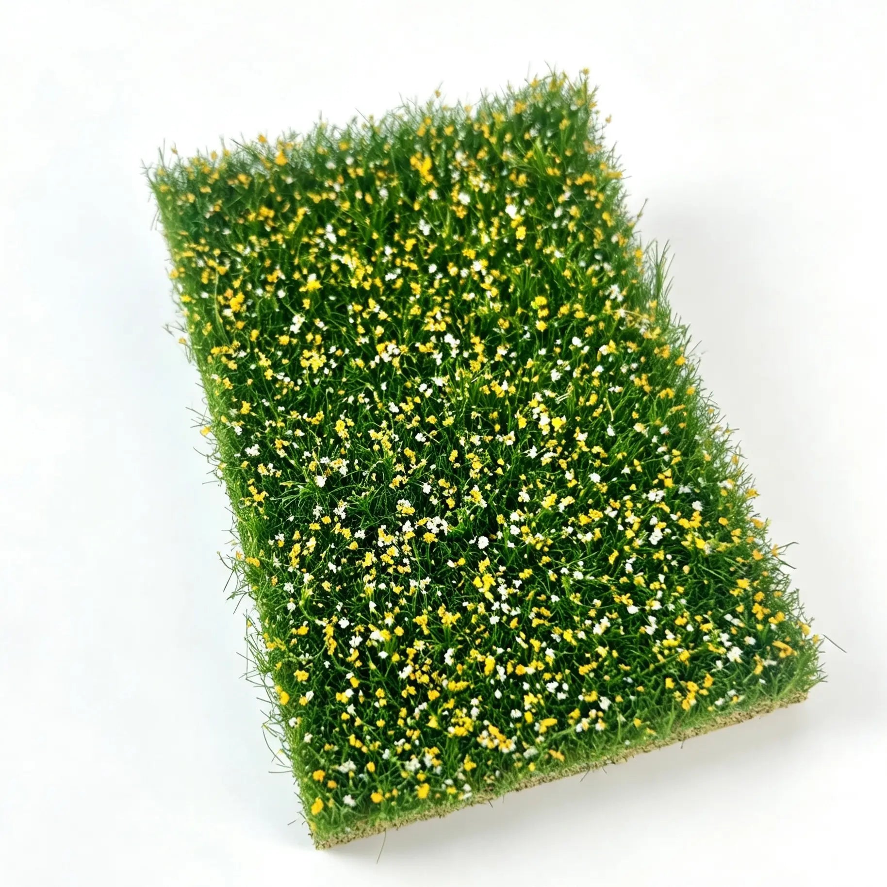 Pink white floral mini grass tile, high detail dollhouse landscape material for scale model diorama projects