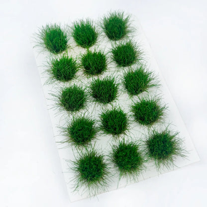 Dry light beige static grass tufts, autumn miniature terrain decor, withered grass clump sticker sheet, pure white background, sharp texture details