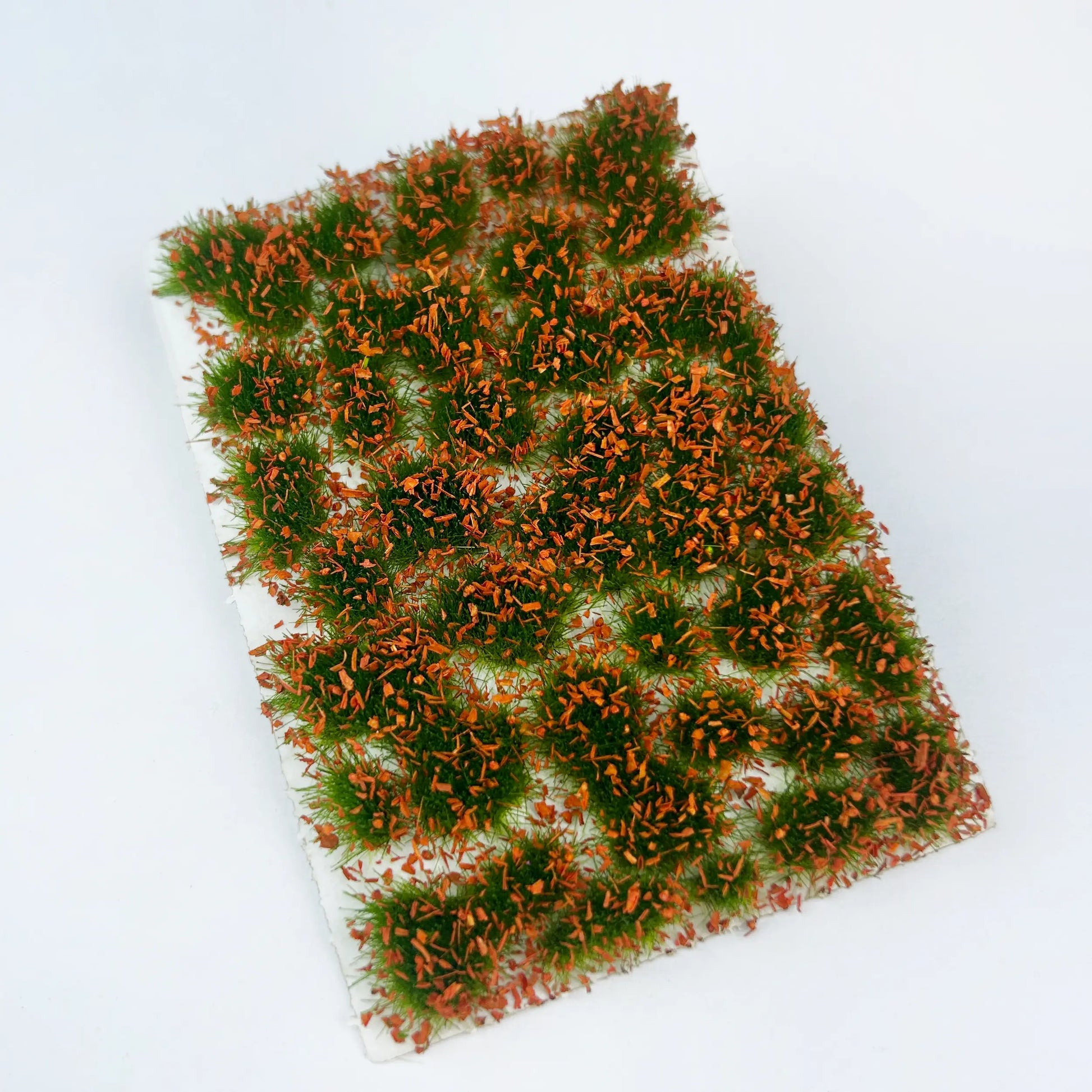 Pre-made light yellow green spring tone static grass tufts sheet with pale yellow speckled grass clumps, realistic static grass mat miniature lawn terrain for scale model building, wargame tabletop base, railway layout scenery and diorama craft hobby supplies