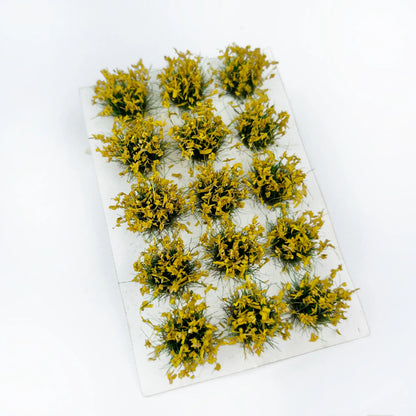 Vibrant solid yellow static grass tuft sheet, uniform warm tone miniature grass patches for autumn field diorama, warhammer terrain and architectural model decoration
