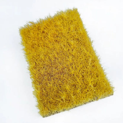 Bright golden yellow static grass mat, realistic ripe crop static grass tufts sheet for farmland, harvest theme scale model diorama and railway miniature scenery