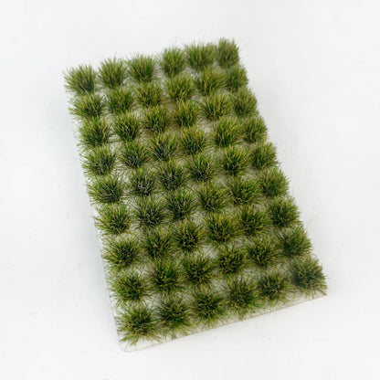 Dimension specification chart for 54pcs pre-made static grass tufts mat sheet, size reference diagram of static grass mat miniature terrain for scale model hobby, wargame terrain building, railway layout and diorama craft material preparation
