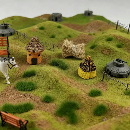  Dry brown autumn static grass tufts, weathered miniature turf for wargaming base, military diorama scenery