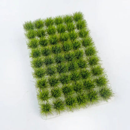 Soft autumn yellow dry static grass tufts mat sheet with 54 pre-cut grass clumps, faded miniature terrain lawn sheet for scale model countryside scenes, wargame terrain base, railway layout and seasonal diorama craft
