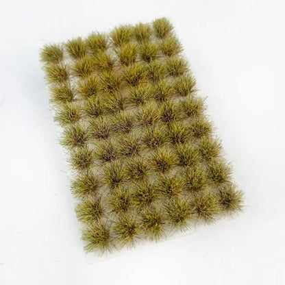 Mixed dual-tone green static grass tufts mat sheet with 54 layered grass clumps, lifelike shaded miniature terrain grass sheet for scale model landscape, wargame board, railway layout and realistic diorama craft making